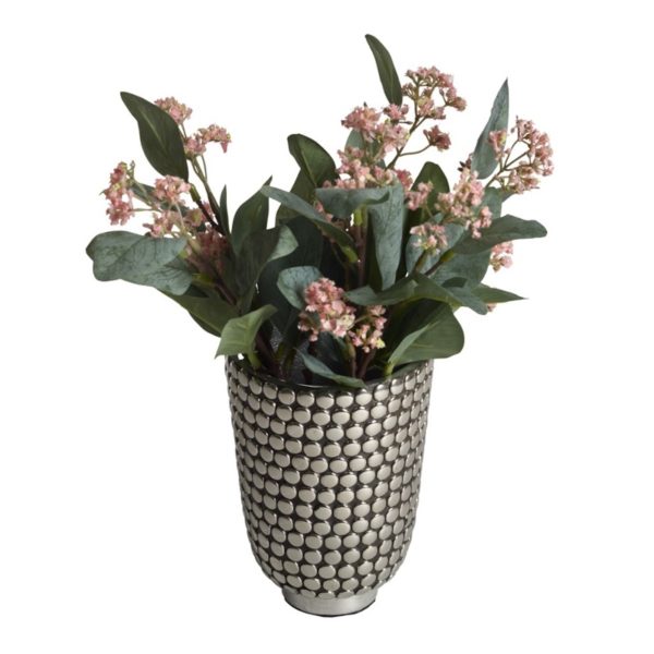 Vas - Ljushållare - Dekoration - Vas till blommor - Hög ljushållare - Silvrig vas - nitad vas - vas för snittblommor - rockig vas - cool vas