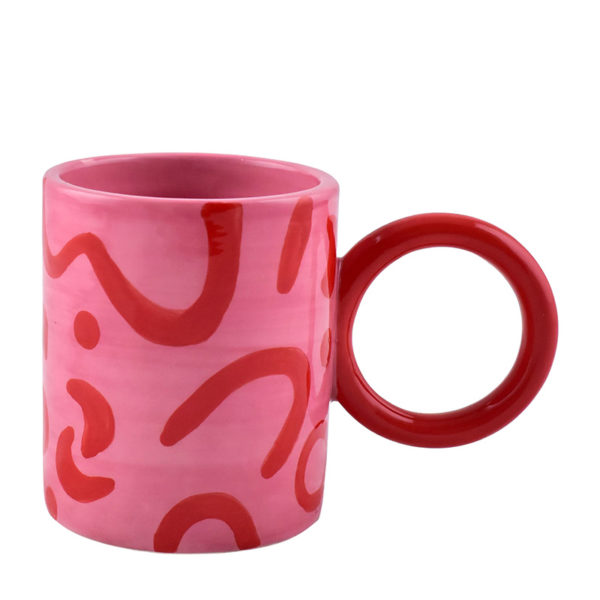 148-01179 - mugg - kopp - keramik - Leopard lindo - lima - rosa - röd