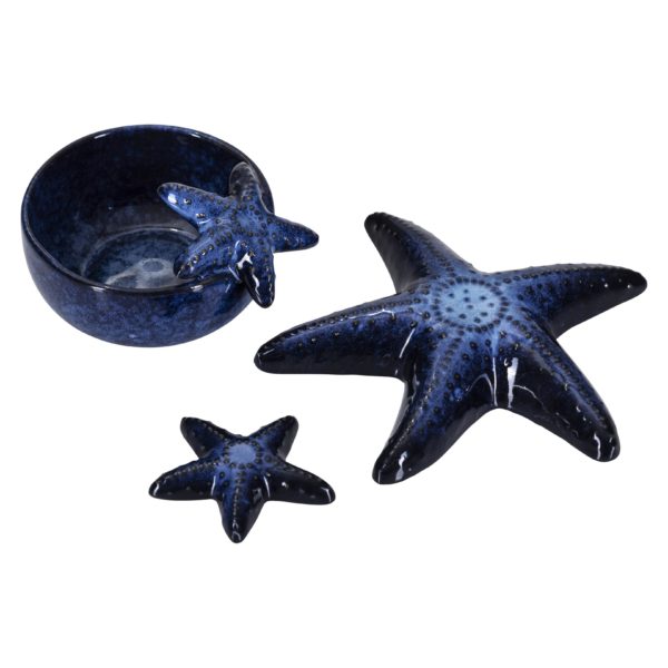 29-224 - sjöstjärna - blå - dekoration - kruka - matbord - dukning