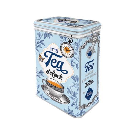 Classic tea - bromma kortförlag - plåtburk - te - blå