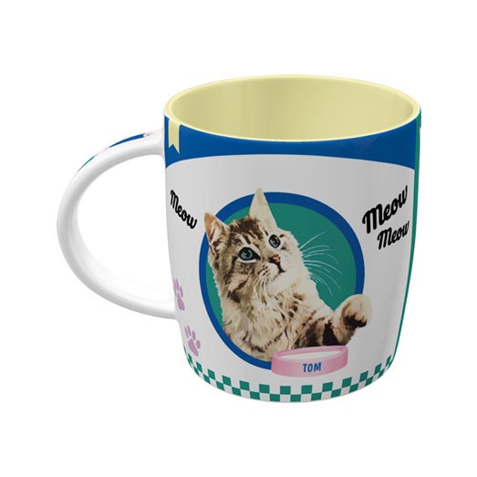 43070 - mugg - cat - katt - rolig - present - kopp - te - kaffe - gul - blå