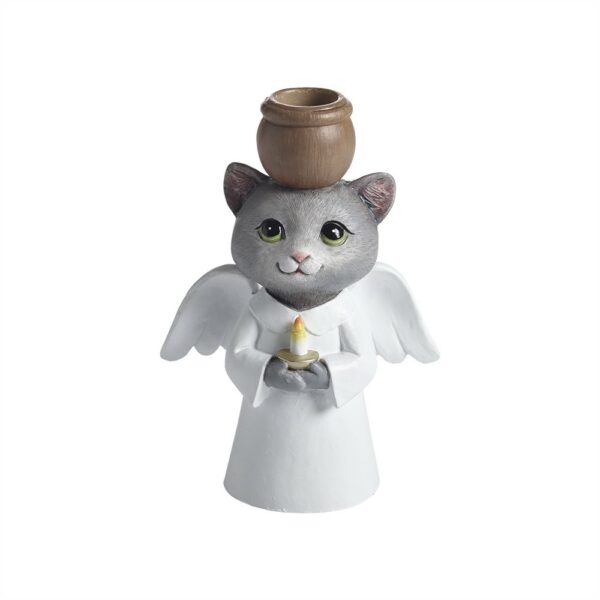 7124-01 - Ljusstake Katt, Ängel H.14,8cm - Annica Hovbom - Kamixa.se - nääsgränsgården