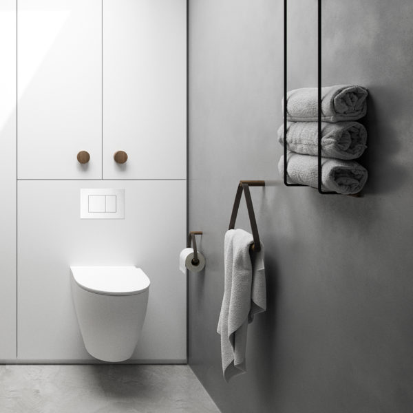 EK-TPH077 - toalettpappershållare - ek - läder - natur - badrummet