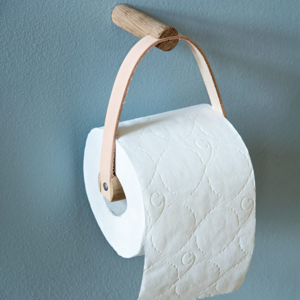 EK-TPH059 - toalettpappershållare - ek - läder - natur - badrummet - badrumsförvaring