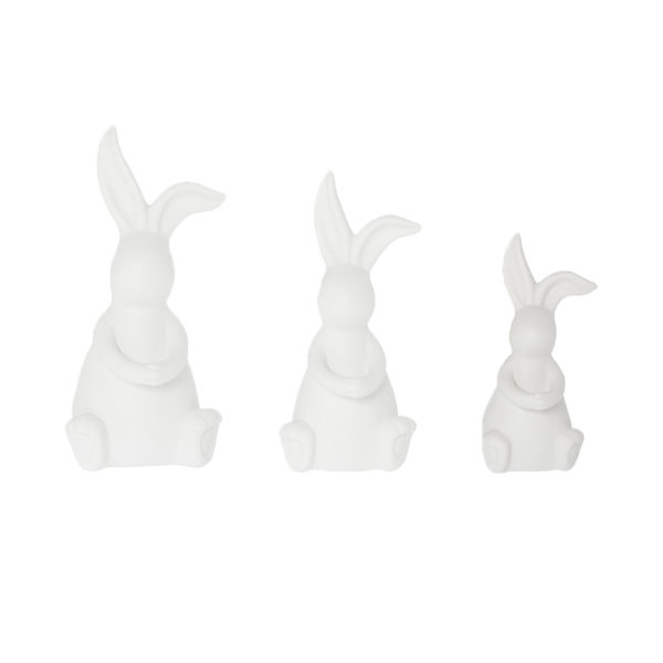 916112 - 916113 - 916114 - ELIAS - dekoration - hare - kanin - keramik - vit - högtider - pynt - fin - söt - present - påskägg