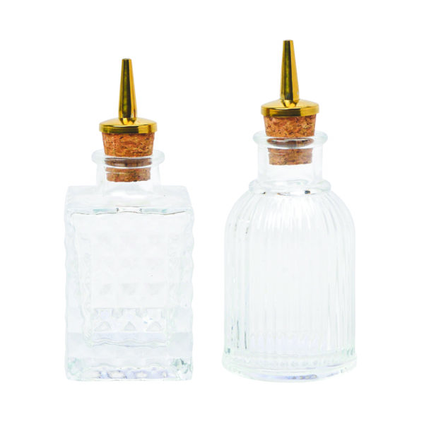 HHC116EU - 840214816802 - Flaskor - Bitter Bottles - drinkar - förfest - servering - drink - blanda - bartender - 2st - set - Guld - clear - glas - mönster - kamixa.se - HERE’s HOW - present