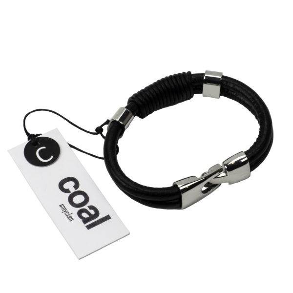 A1102086 - amelia - coal smycken - armband - läder - stål - svart - silver - smycken