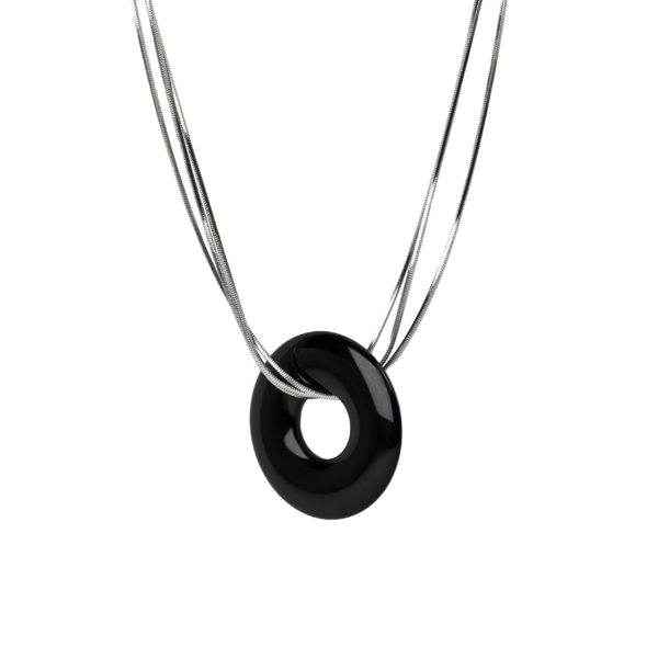 H1101118 - coal smycken - halsband - stål - silver - svart - accessoarer