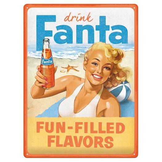 23328 - platskylt-fanta-beach-girl - retroskylt - plåtskylt - nostalgicartmerchandise