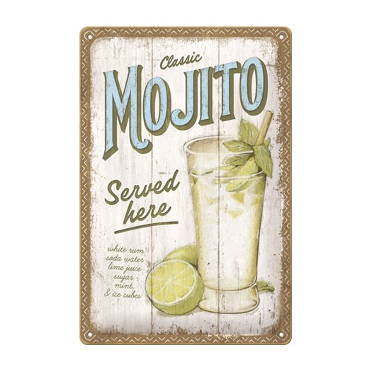 Plåtskylt - mojito - drink - bromma kortförlag - servering - köket - hemmet - rolig - present