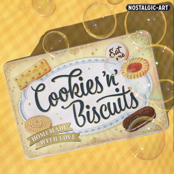 Plåtburk - Cookies n Biscuits - bromma kortförlag - förvaring - kakor - te - kaffe - retro - köket - hemmet - servering